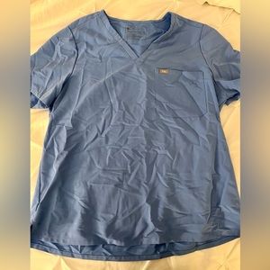 Figs ciel blue one pocket scrub top